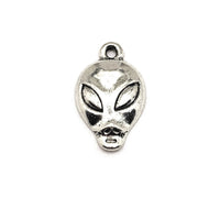 4, 20 or 50 Pieces: Silver Alien Face UFO Charms