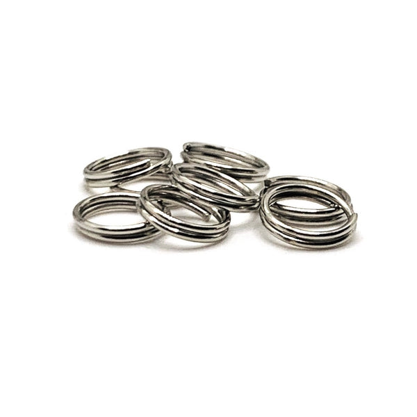 100 , 500 or 1,000 Pieces: 8 mm Rhodium Silver Split Double Jump Rings