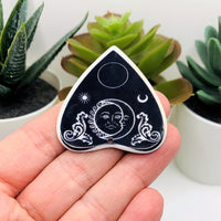 1, 4 or 20 Pieces: Black and White Sun and Moon Ouija Planchette Charms - Double Sided