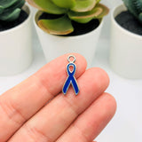 4, 20 or 50 Pieces: Blue Awareness Ribbon Charms