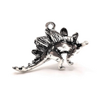 1, 4 or 20 Pieces: Silver Stegosaurus 3D Dinosaur Charms