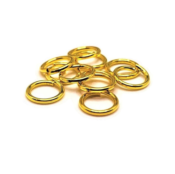 100, 500 or 1,000 Pieces: 8 mm Gold Plated Open Jump Rings, 18g