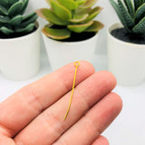 100 or 500 Pieces: 35 mm Gold Plated Eye pins, 21g