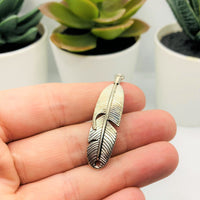 4, 20 or 50 Pieces: Silver Feather Connector Charms