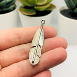 4, 20 or 50 Pieces: Silver Feather Connector Charms