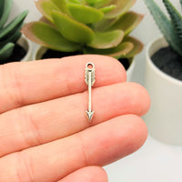 4, 20 or 50 Pieces: Small Silver Arrow Charms