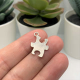 4, 20 or 50 Pieces: Silver Autism Awareness Puzzle Piece Charms