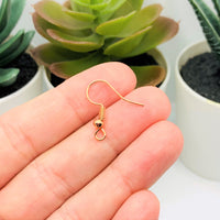 100 or 500 Pieces: Bright Rose Gold Fish Hook Earring Wires with Spring and Ball