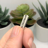 4, 20 or 50 Pieces: Silver Protected Word Bar Tag Charms