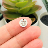 4, 20 or 50 Pieces: Tiny Silver Lotus Coin Charms