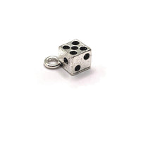 4, 20 or 50 Pieces: Silver Dice Gambler 3D Charms