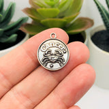 1, 4 or 20 Pieces: Silver Cancer Zodiac/Astrology Coin Charms, Double Sided