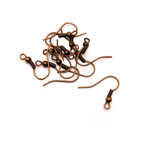 100 or 500 Pieces: Antiqued Red Copper Fish Hook Earring Wires with Spring and Ball