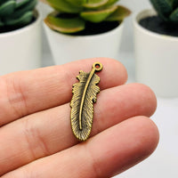 4, 20 or 50 Pieces: Bronze Feather Charms