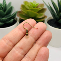 100 or 500 Pieces: Bronze Fish Hook Earring Wires with Spring and Ball