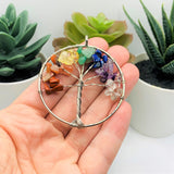 1 or 4 Pieces: Quartz Chip Chakra Tree of Life Pendants