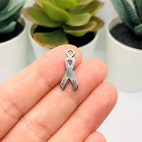 4, 20 or 50 Pieces: Pink Awareness Breast Cancer Ribbon Charms