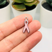 4, 20 or 50 Pieces: Pink Awareness Breast Cancer Ribbon Charms