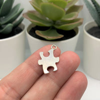 4, 20 or 50 Pieces: Silver Autism Awareness Puzzle Piece Charms