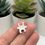 4, 20 or 50 Pieces: Silver Autism Awareness Puzzle Piece Charms