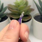 4, 20 or 50 Pieces: Purple Awareness Alzheimer's Ribbon Charms