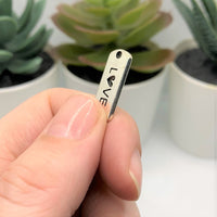 4, 20 or 50 Pieces: Silver Love Word Bar Tag Charms