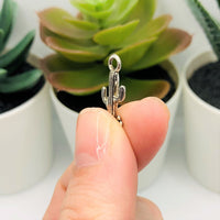 4, 20 or 50 Pieces: Silver Saguaro Cactus Charms - Double Sided