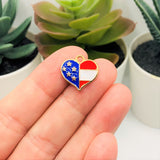 4, 20 or 50 Pieces: American Flag Heart Charms