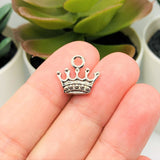 4, 20 or 50 Pieces: Silver Crown Charms - Double Sided