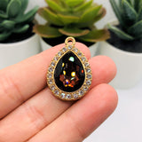 2 Burgundy and Diamond Rhinestone Pendants