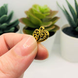 4, 20 or 50 Pieces: Antiqued Gold Scroll Heart Charms