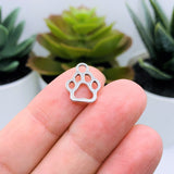 4, 20 or 50 Pieces: Silver Paw Print Dog Paw Charms