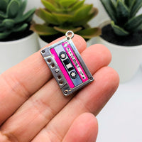 4, 20 or 50 Pieces: Pink and Silver 80's Cassette Charms