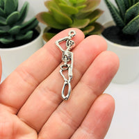 4, 20 or 50 Pieces: Silver Hanging Skeleton Charms