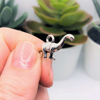 4, 20 or 50 Pieces: Silver Brontosaurus Dinosaur Charms - Double Sided