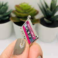 4, 20 or 50 Pieces: Pink and Silver 80's Cassette Charms