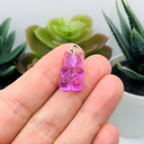 4, 20 or 50 Pieces: Purple Gummy Bear Resin 3D Charms with eye screw