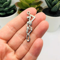 4, 20 or 50 Pieces: Silver Hanging Skeleton Charms