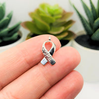 4, 20 or 50 Pieces: Silver Hope Awareness Ribbon Charms