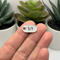 4, 20 or 50 Pieces: Silver BFF Best Friends Tag Charms