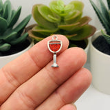 4, 20 or 50 Pieces: Red and Silver Wine Glass Charms