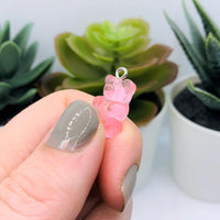 4, 20 or 50 Pieces: Pink Gummy Bear Resin 3D Charms with eye screw