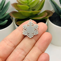 4, 20 or 50 Pieces: Silver Toned Rhinestone Snowflake Charms