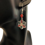 Silver Rhinestone Snowflake Christmas Earrings