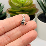 4, 20 or 50 Pieces: Silver Witch Hat Wizard 3D Charms