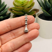 6 Piece Set - Silver Chess Set Piece 3D Charms