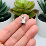 4, 20 or 50 Pieces: Silver Cheerleading Megaphone 3D Charms