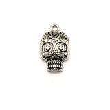 4, 20 or 50 Pieces: Silver Sugar Skull Dia De Los Muertos 3D Charms