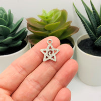 4, 20 or 50 Pieces: Silver Star Celestial Charms