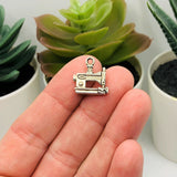 4, 20 or 50 Pieces: Silver Sewing Machine Charms, Double Sided